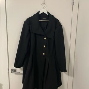 Black Winter Pea Coat with Gold Buttons